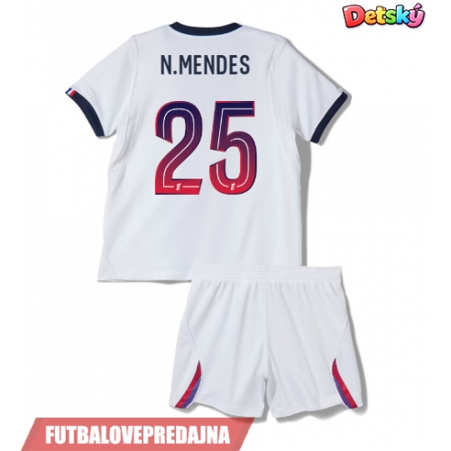 Lacne Dětský Futbalové dres Paris Saint-Germain Nuno Mendes #25 2026-27 Krátky Rukáv - Preč (+ trenírky)